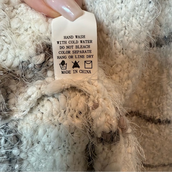 Altar'd State Fuzzy Striped Cardigan - Cream and Gray super soft - Picture 4 of 6